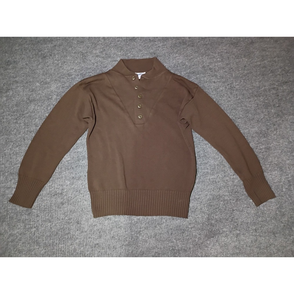 VINTAGE US Military Sweater Men's Brown Knit DSCP Garrison Collection Size Large